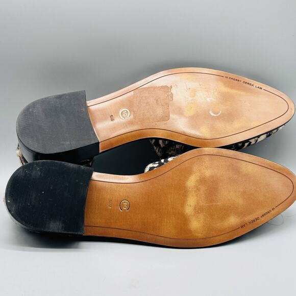 10 Crosby Derek Lam Shoes Womens 10 Black Animal Print Loafer Block Heel Pony - Picture 10 of 13